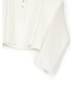 familiar ラッフル付きボタン前開きカーディガン - White - サムネイル3