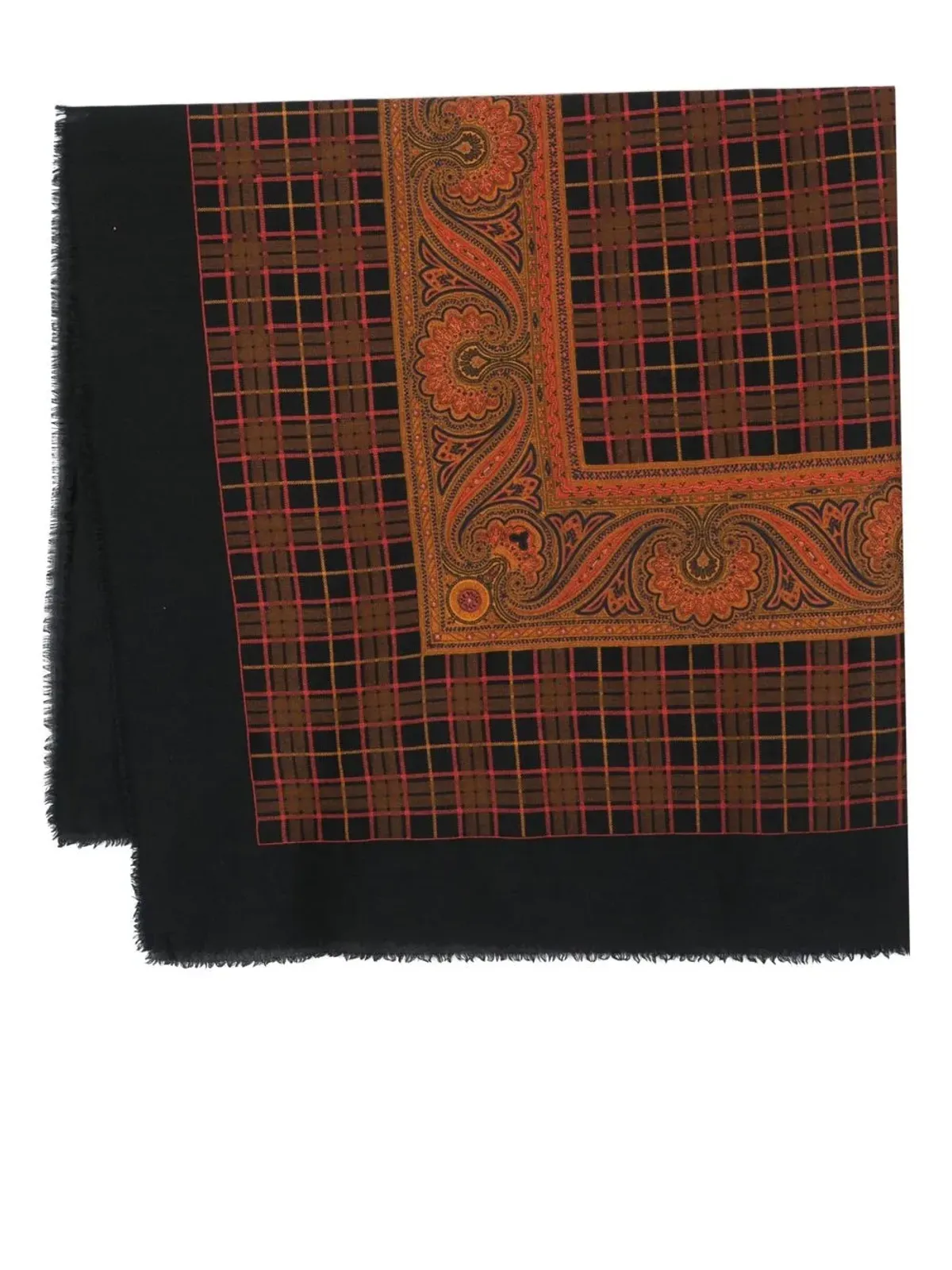 Saint Laurent Pre-Owned ヴィンテージ 1970年代 ペイズリー チェック柄 スカーフ - ブラック - 画像1