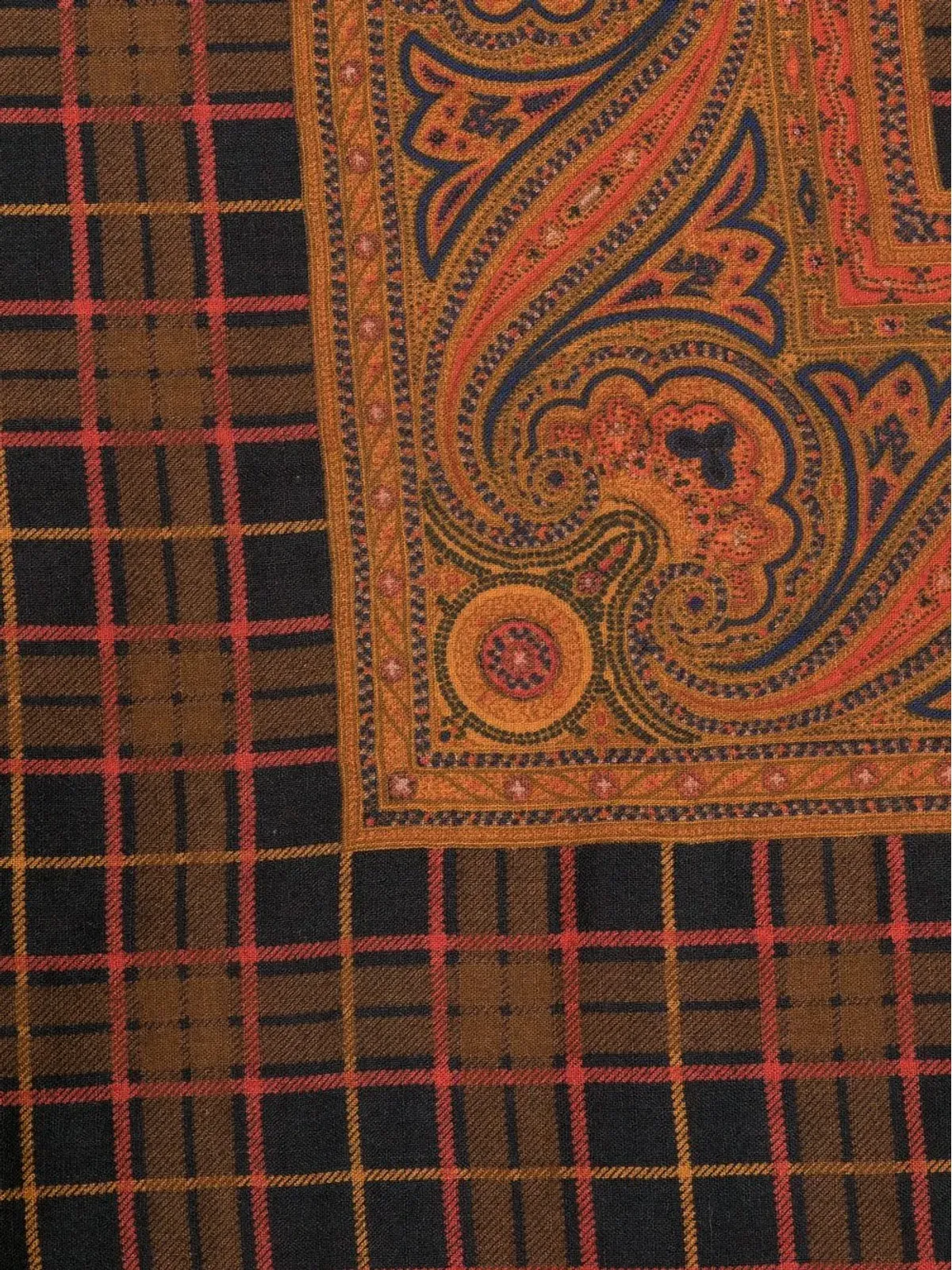 Saint Laurent Pre-Owned ヴィンテージ 1970年代 ペイズリー チェック柄 スカーフ - ブラック - 画像2