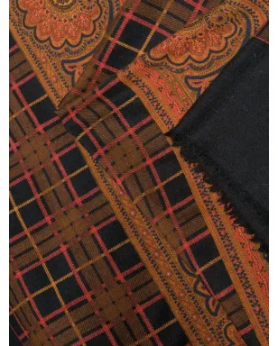 Saint Laurent Pre-Owned ヴィンテージ 1970年代 ペイズリー チェック柄 スカーフ - ブラック - サムネイル3