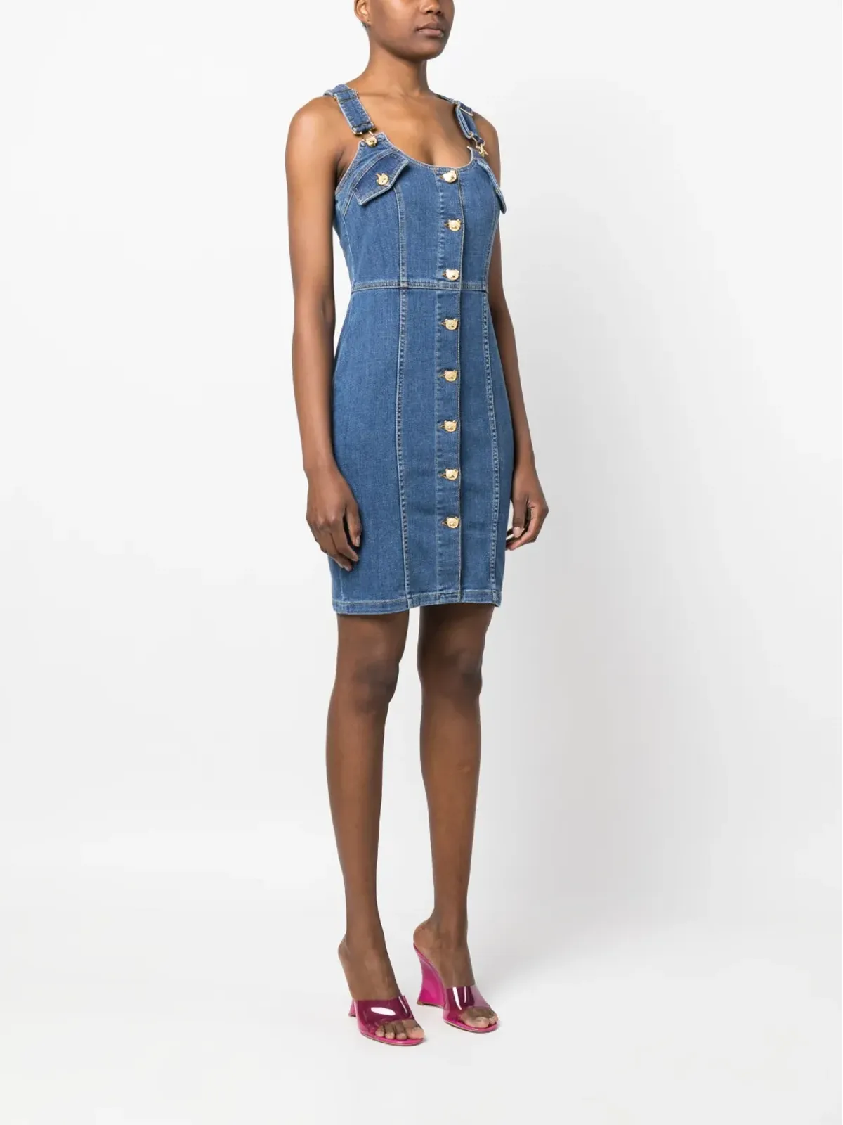 Moschino ボタンアップデニムミニドレス - 画像3