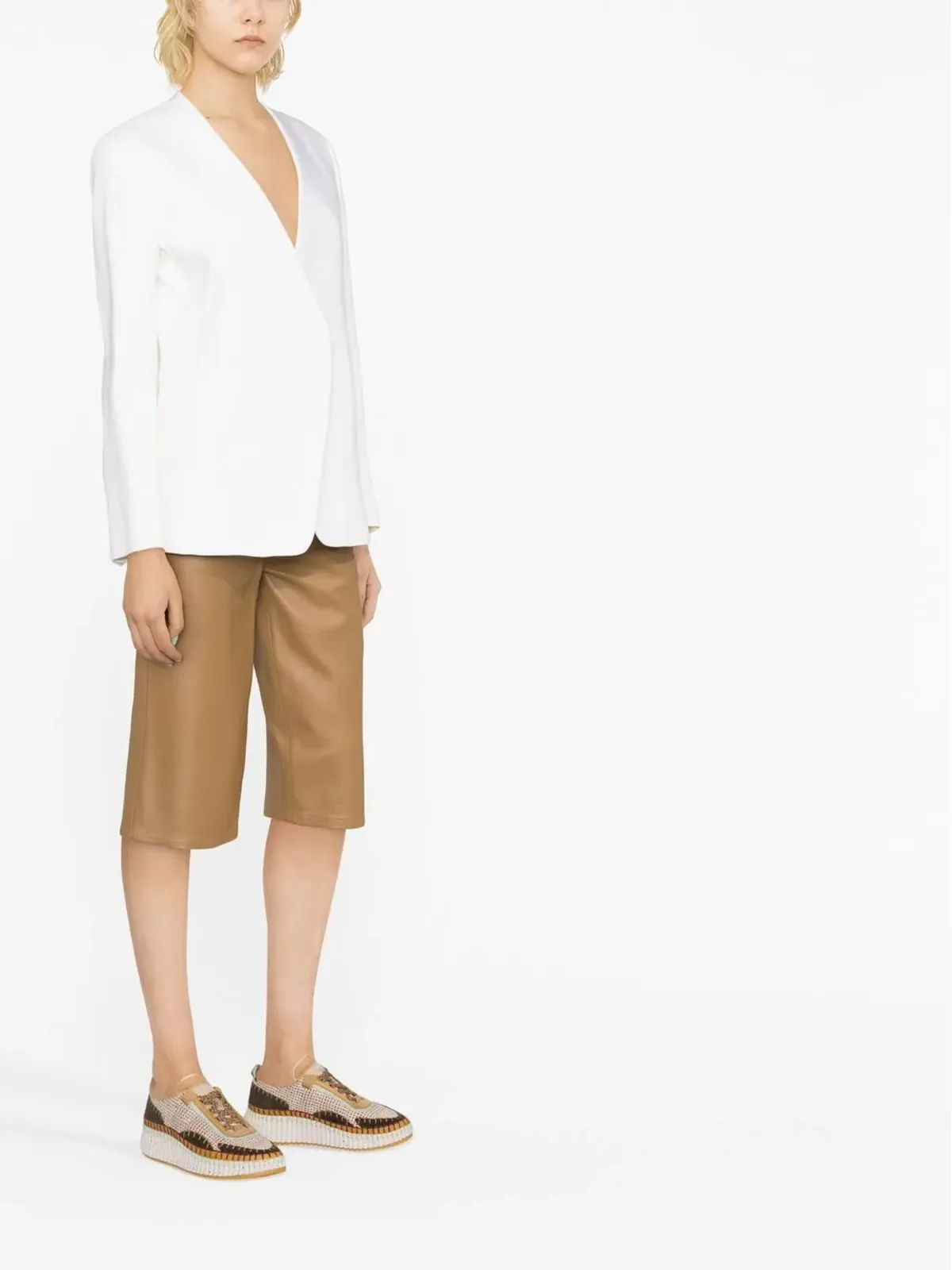 Chloé Vネックリネンブレザー - 画像3