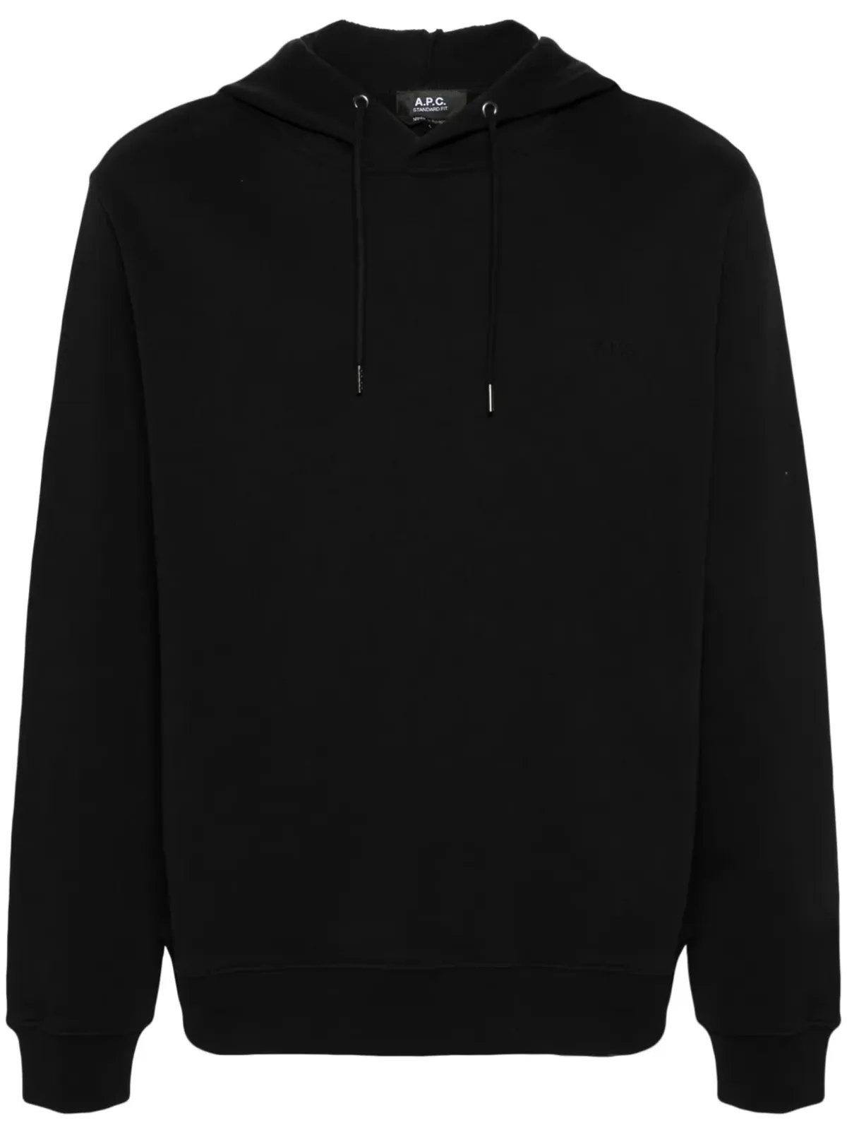 A.P.C. ロゴ刺繍コットンフード付きパーカー - ブラック - 画像1