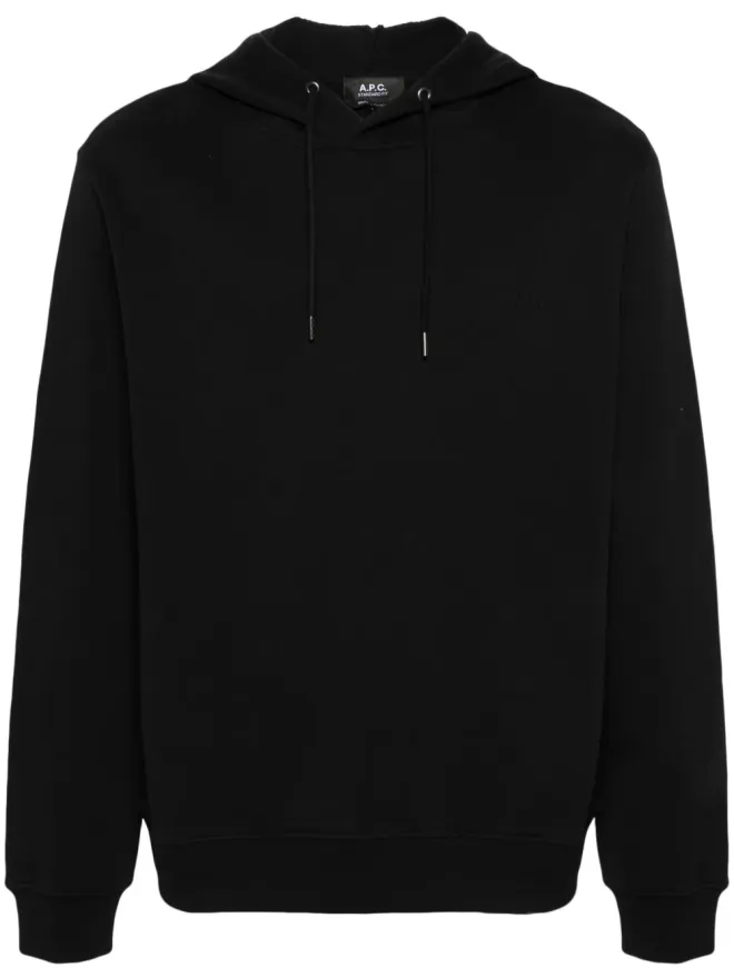 A.P.C. A.P.C. ロゴ刺繍コットンフード付きパーカー - ブラックの商品画像