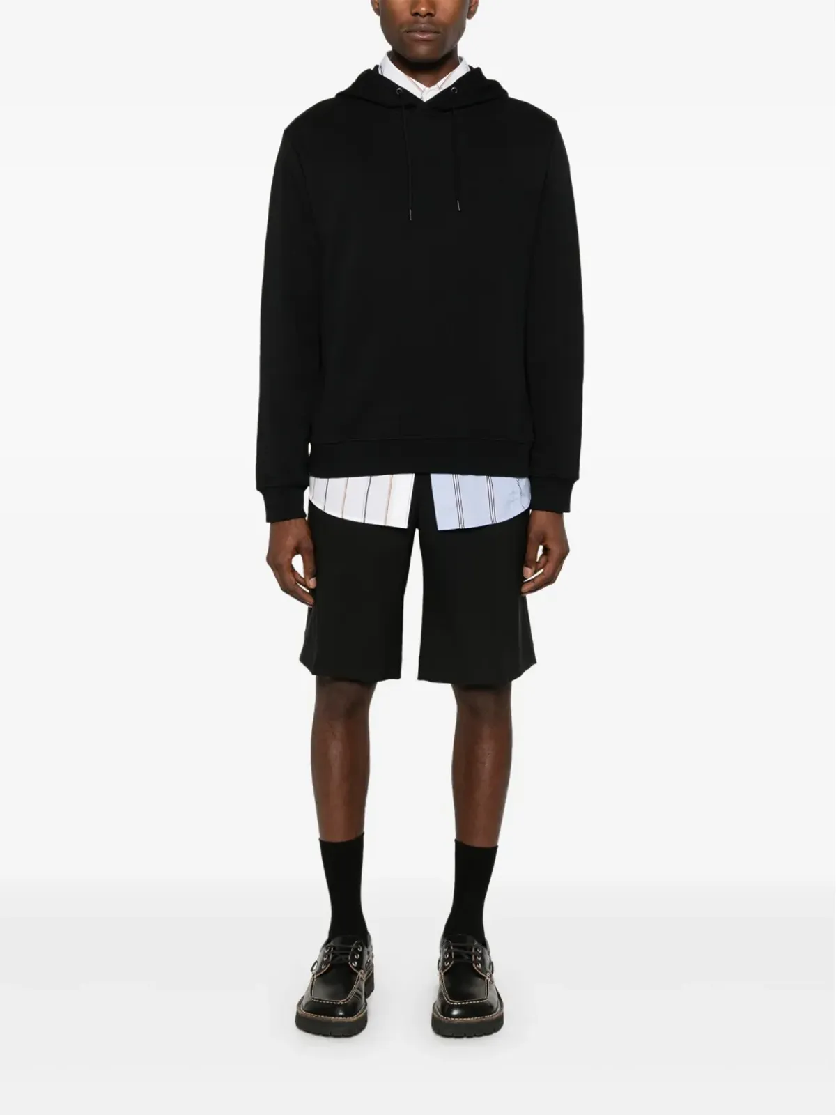 A.P.C. ロゴ刺繍コットンフード付きパーカー - ブラック - 画像2