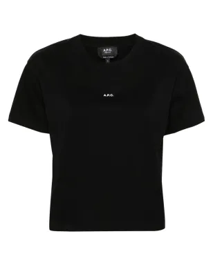 A.P.C. ロゴプリント クロップドTシャツ - ブラック - サムネイル1
