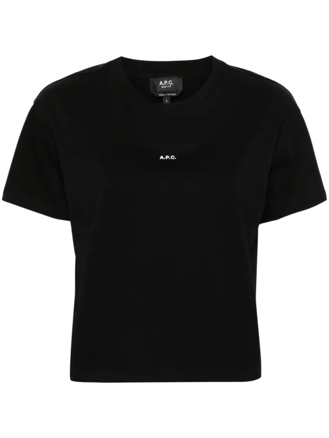 A.P.C. A.P.C. ロゴプリント クロップドTシャツ - ブラックの商品画像