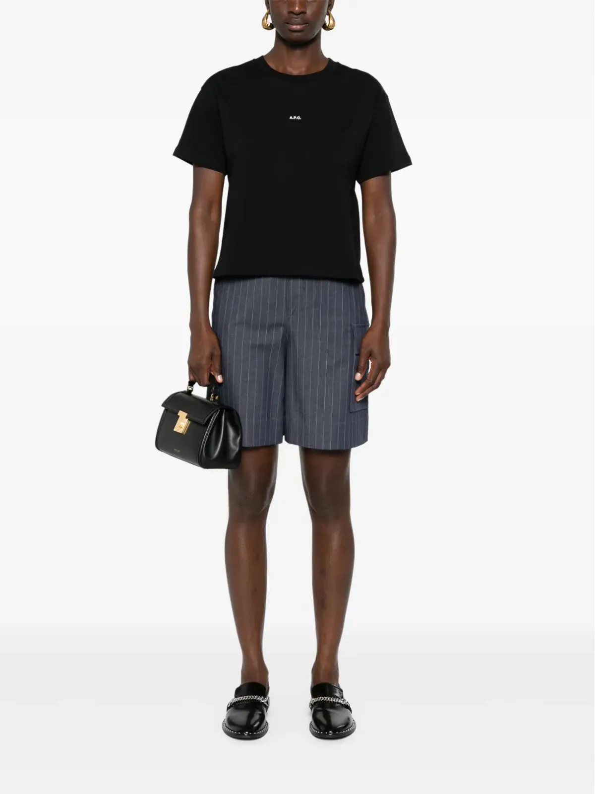 A.P.C. ロゴプリント クロップドTシャツ - ブラック - 画像2