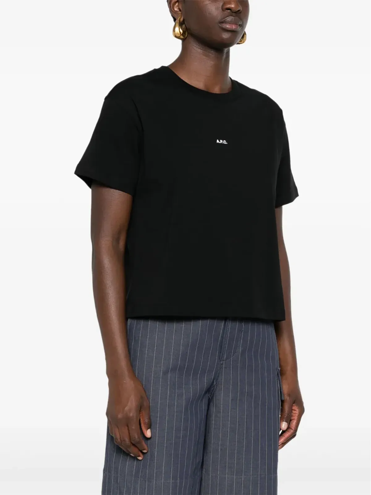 A.P.C. ロゴプリント クロップドTシャツ - ブラック - 画像3