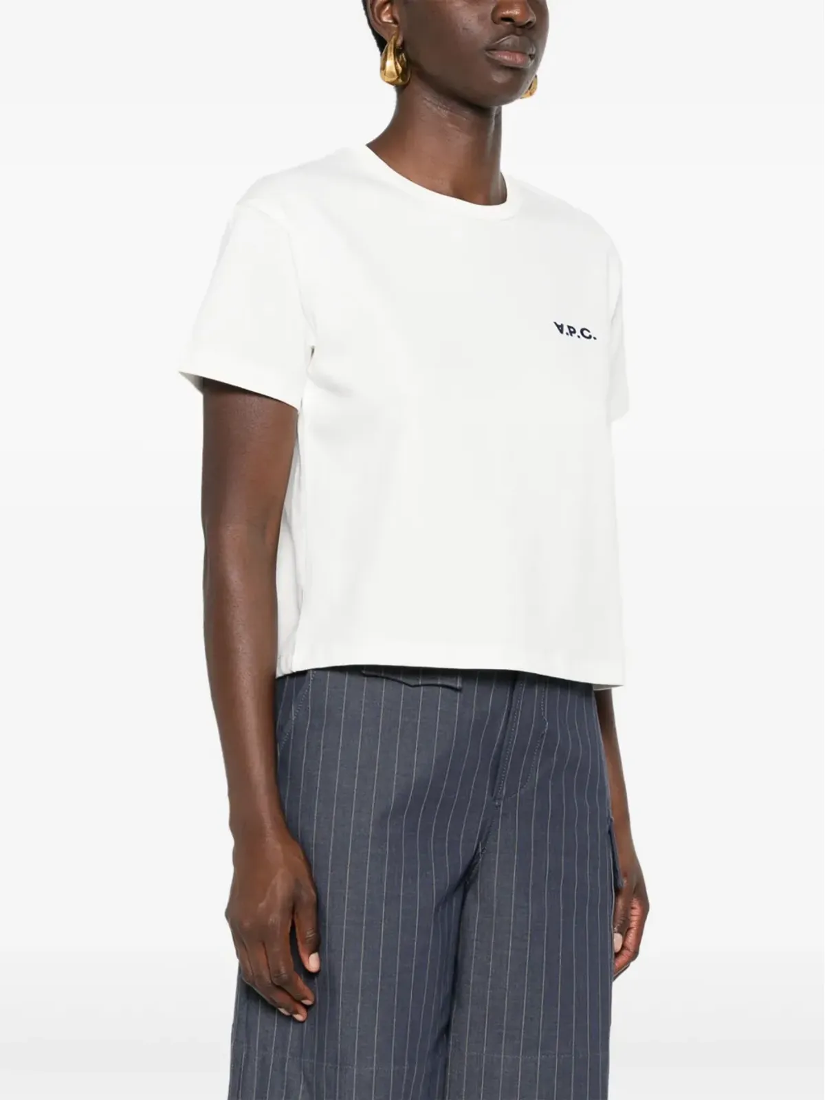 A.P.C. ロゴアップリケ付きクロップドTシャツ - ホワイト - 画像3