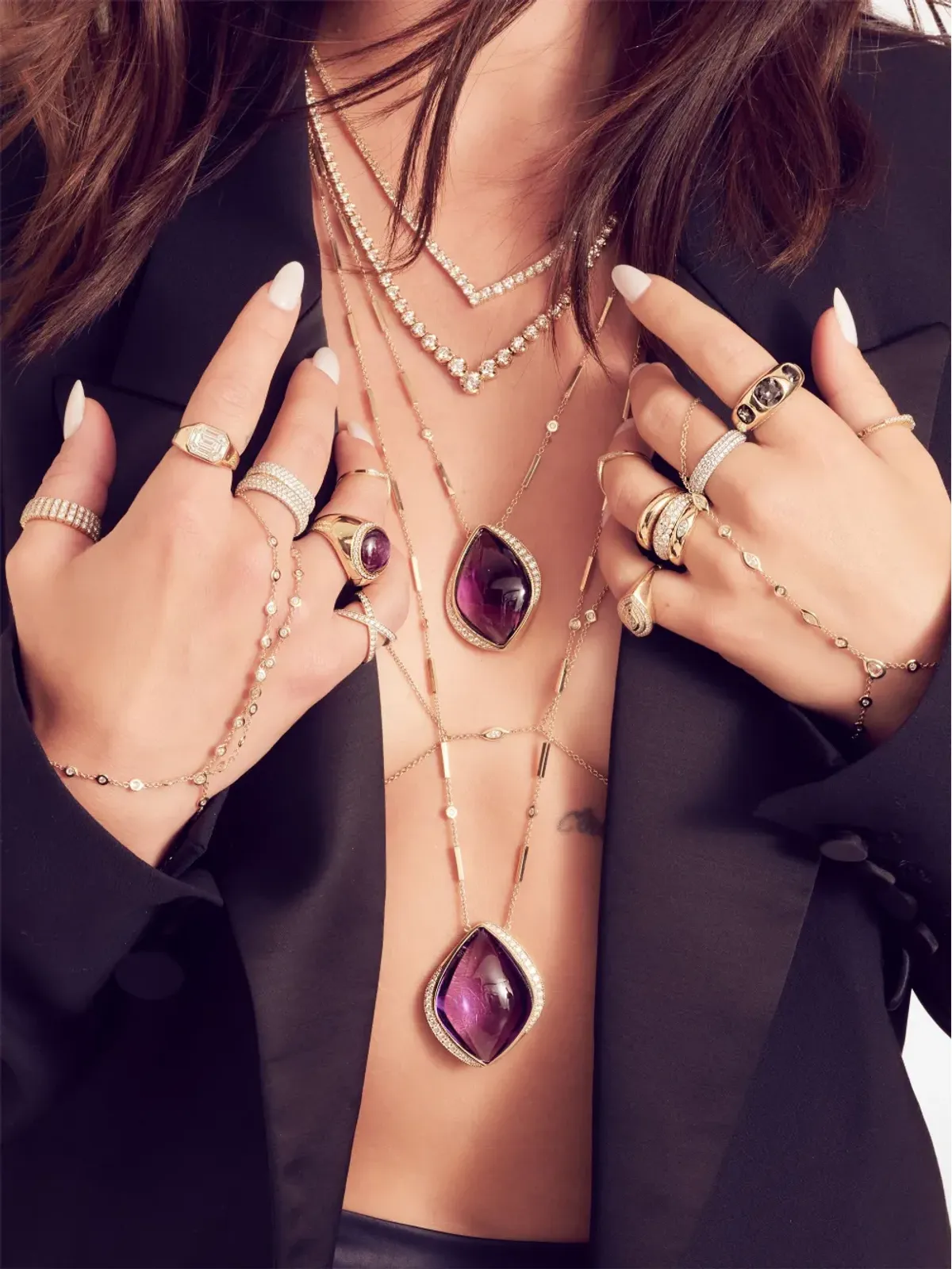 Jacquie Aiche 14K イエローゴールド ヴァネッサ ダイヤモンド ネックレス - 画像2