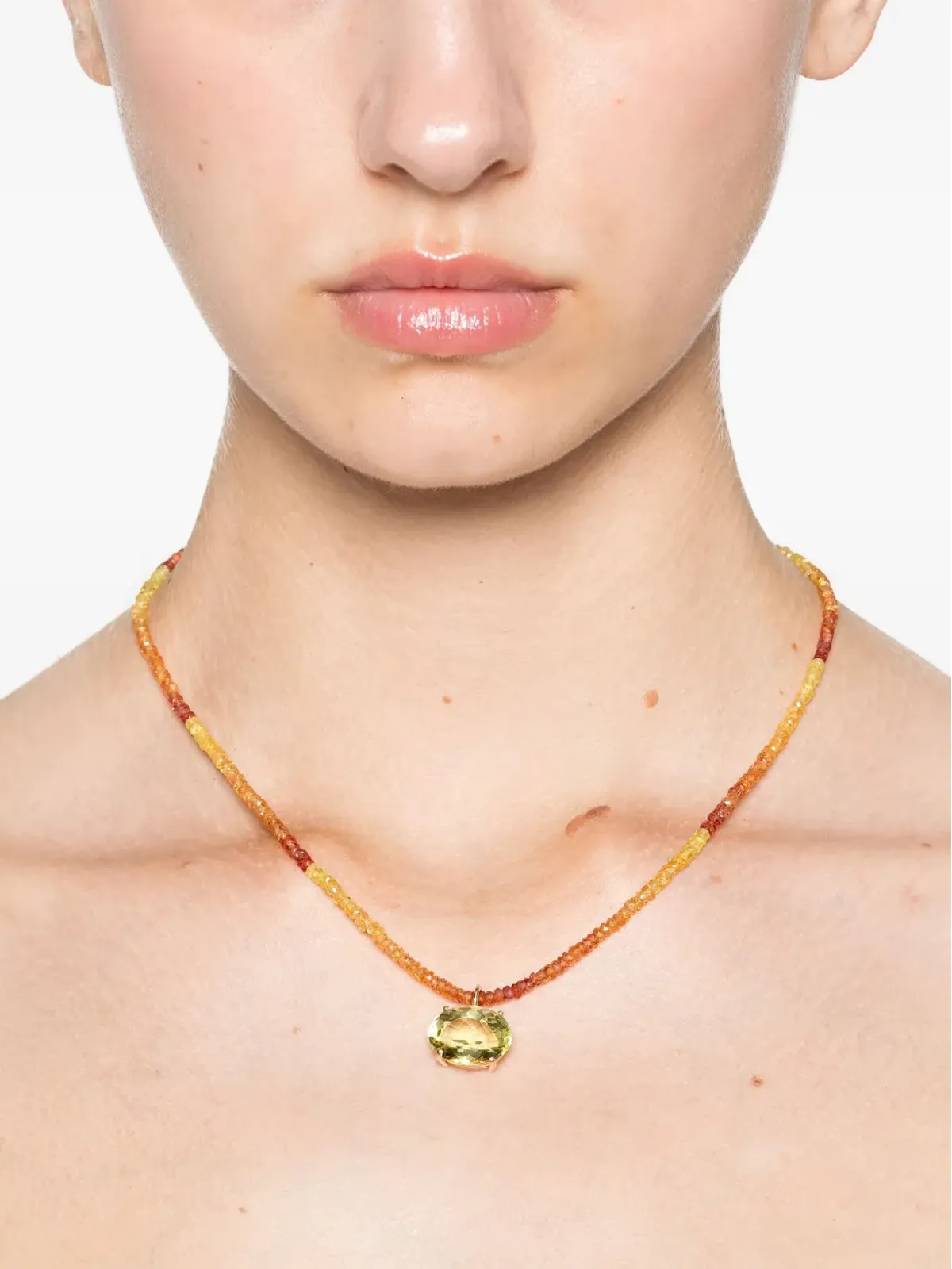 JIA JIA 14kt yellow gold Arizona citrine and sapphire necklace - 画像2