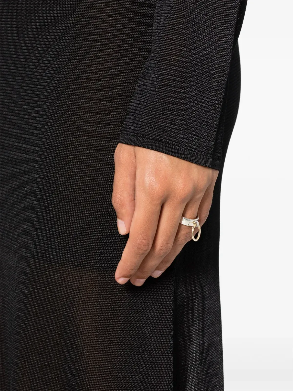 Roses Metals 14kt イエローゴールドとスターリングシルバー 穴あきリング - 画像2