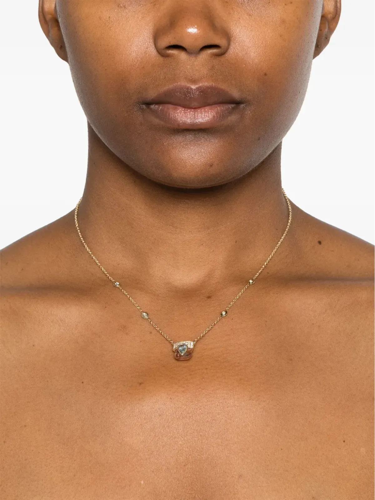 Jacquie Aiche 14kt イエローゴールド トルマリン ダイヤモンド ネックレス - 画像2