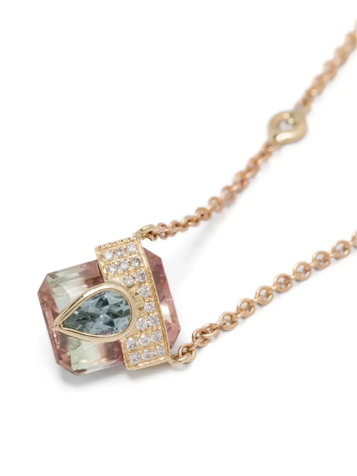 Jacquie Aiche 14kt イエローゴールド トルマリン ダイヤモンド ネックレス - 画像3