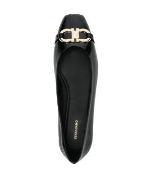 Ferragamo ガンチーニバックル バレエシューズ - ブラック - サムネイル4