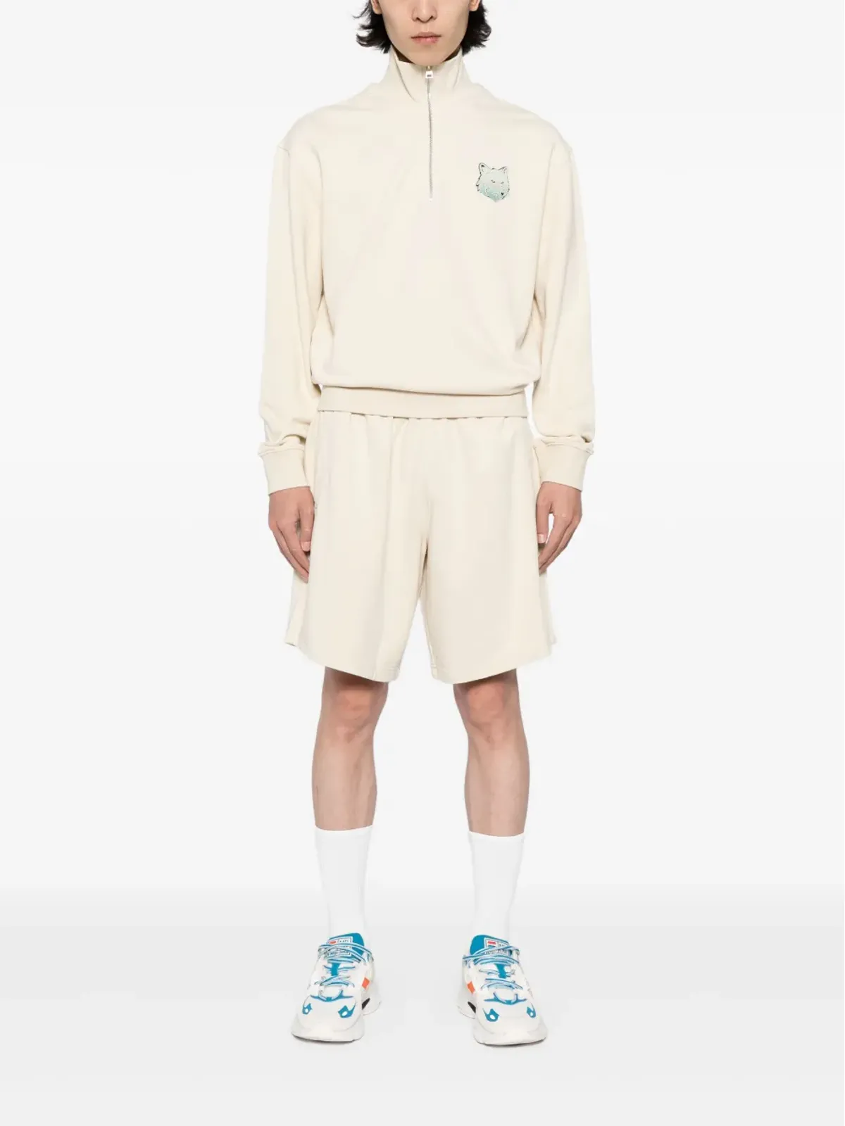 Maison Kitsuné フォックスヘッドプリント コットン トラックショーツ - 画像2