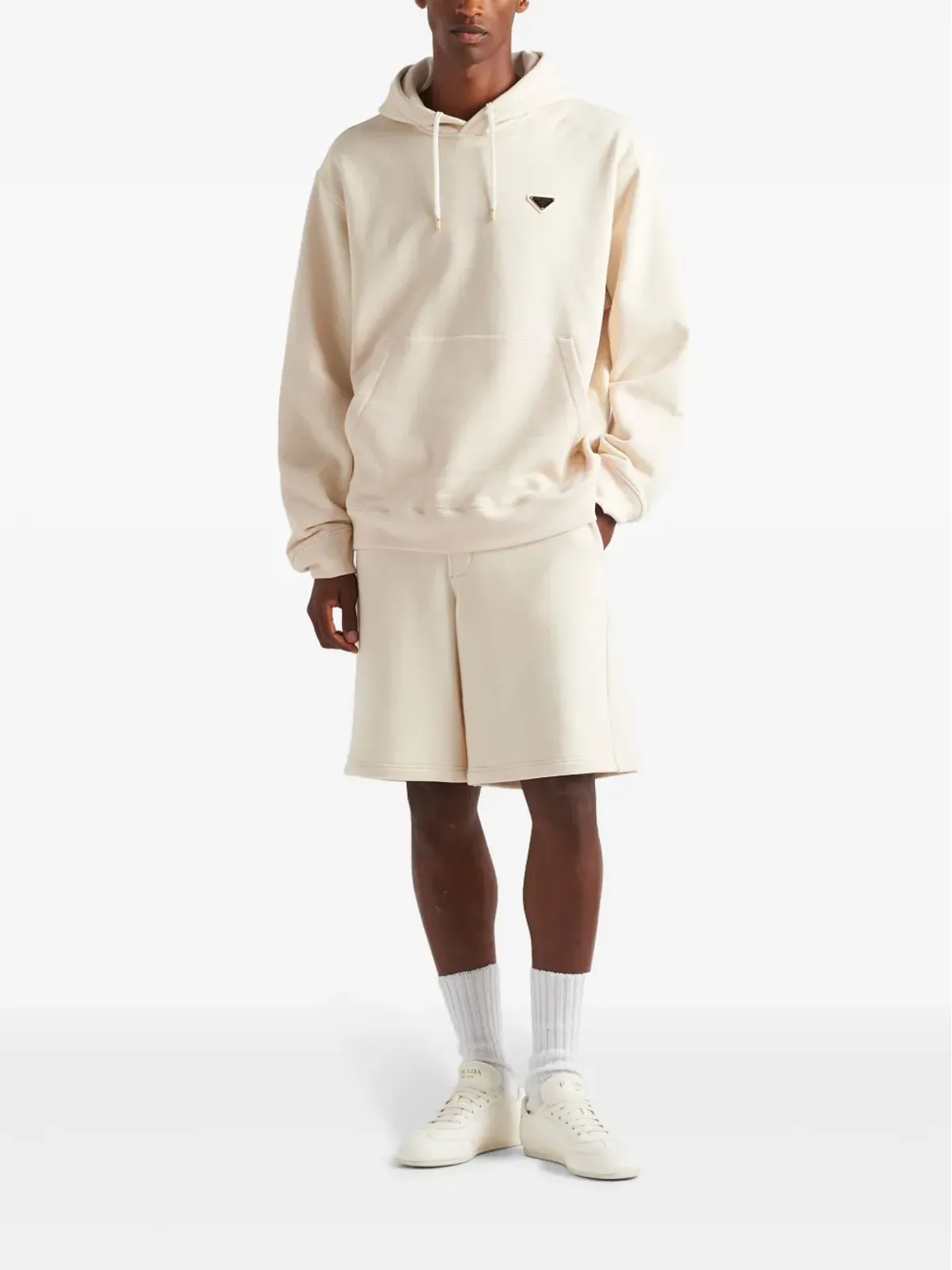 Prada エナメル三角ロゴ トラックショーツ - ニュートラルカラー - 画像2