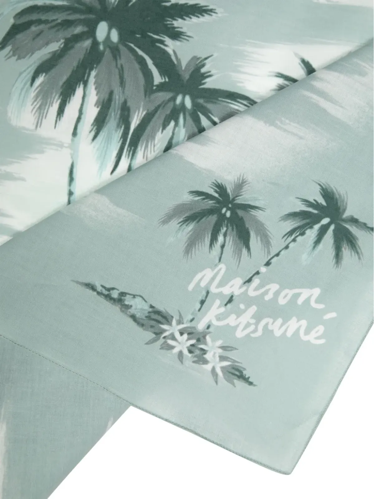 Maison Kitsuné アイランドプリント コットン スカーフ ブルー - 画像3