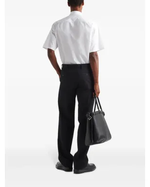 Prada 半袖トライアングルロゴ コットンシャツ ホワイト - サムネイル3