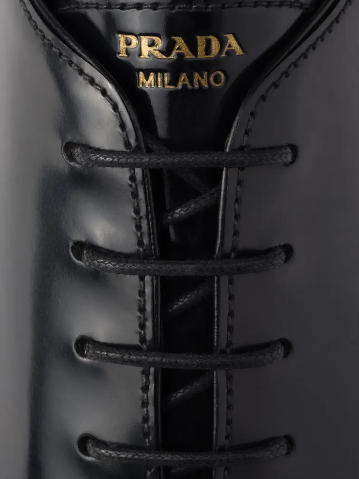Prada ブラッシュドレザー レースアップシューズ - ブラック - 画像5