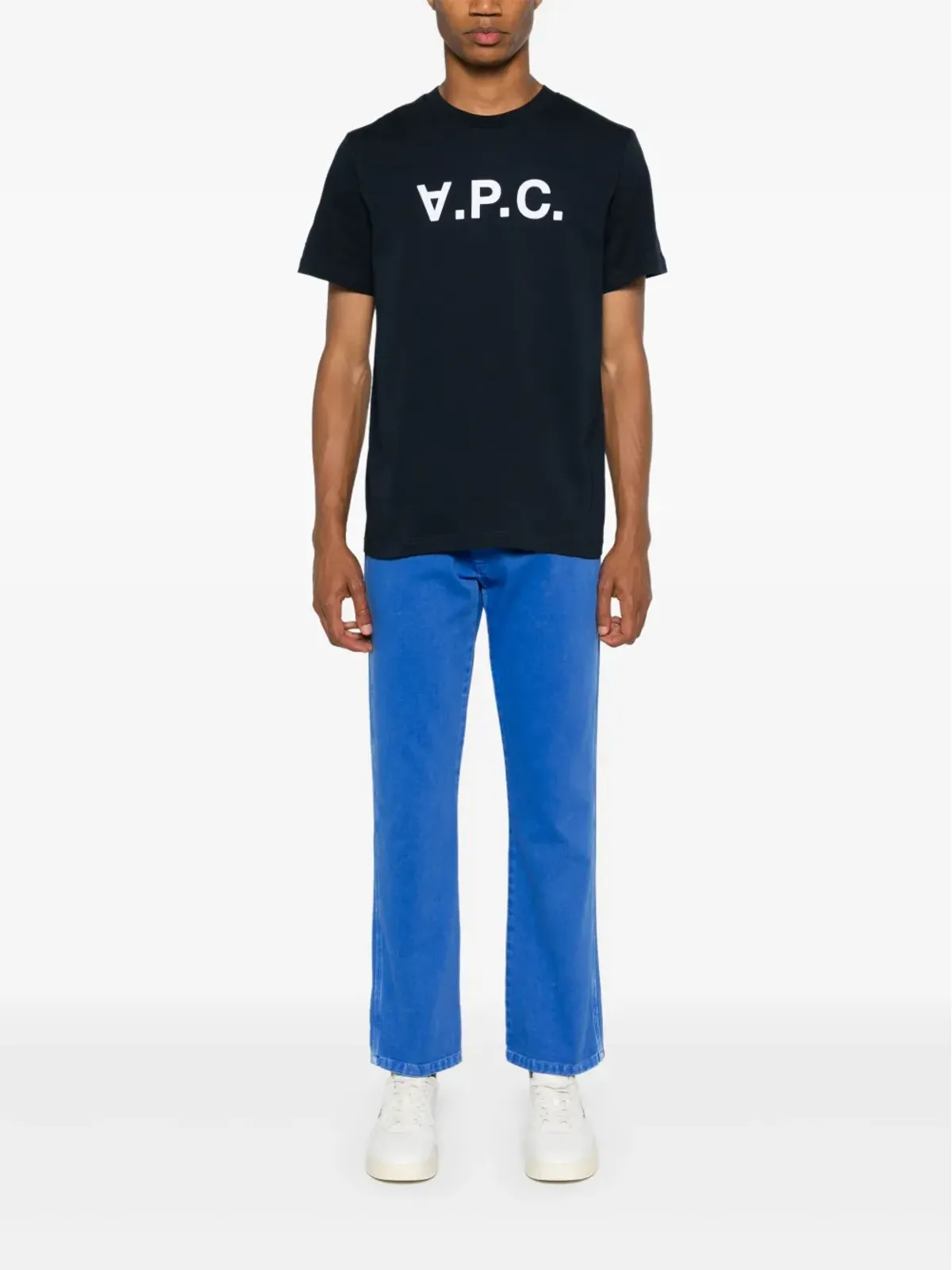 A.P.C. フロックドロゴ コットンTシャツ ブルー - 画像2