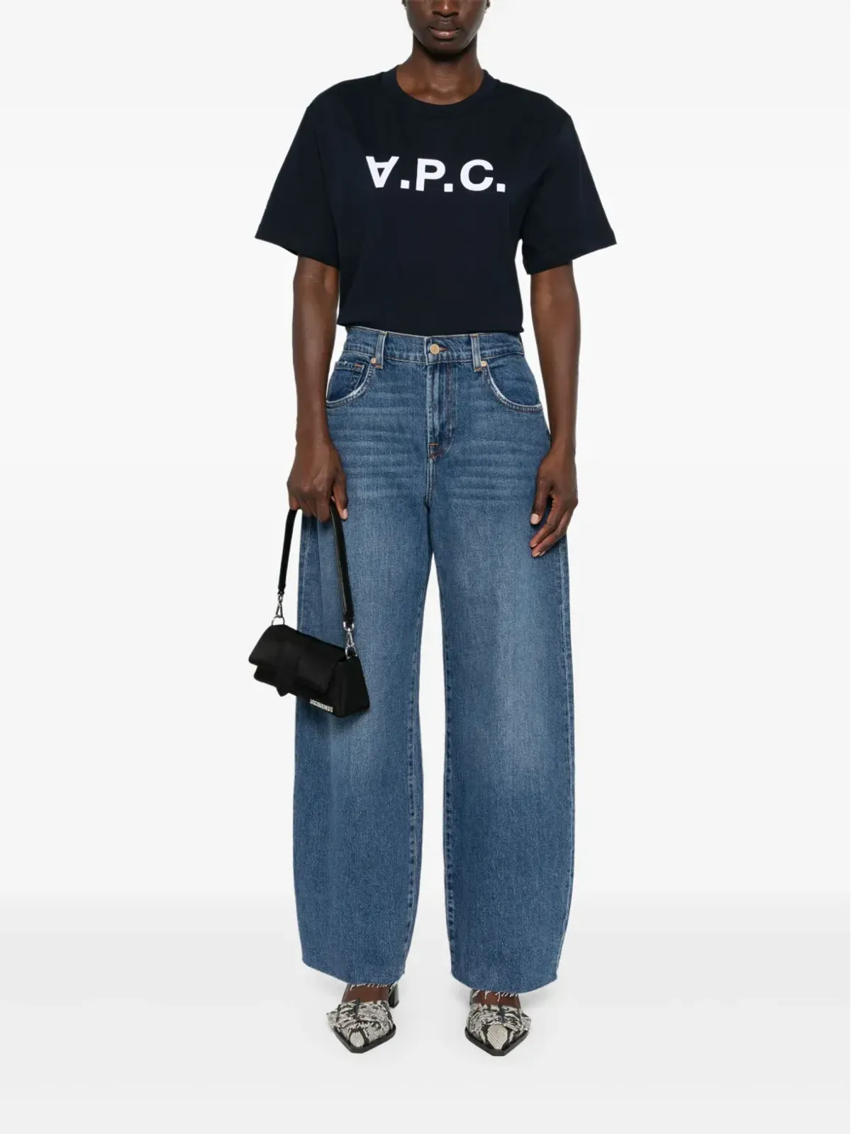 A.P.C. フロックドロゴ コットンTシャツ ブルー - 画像3