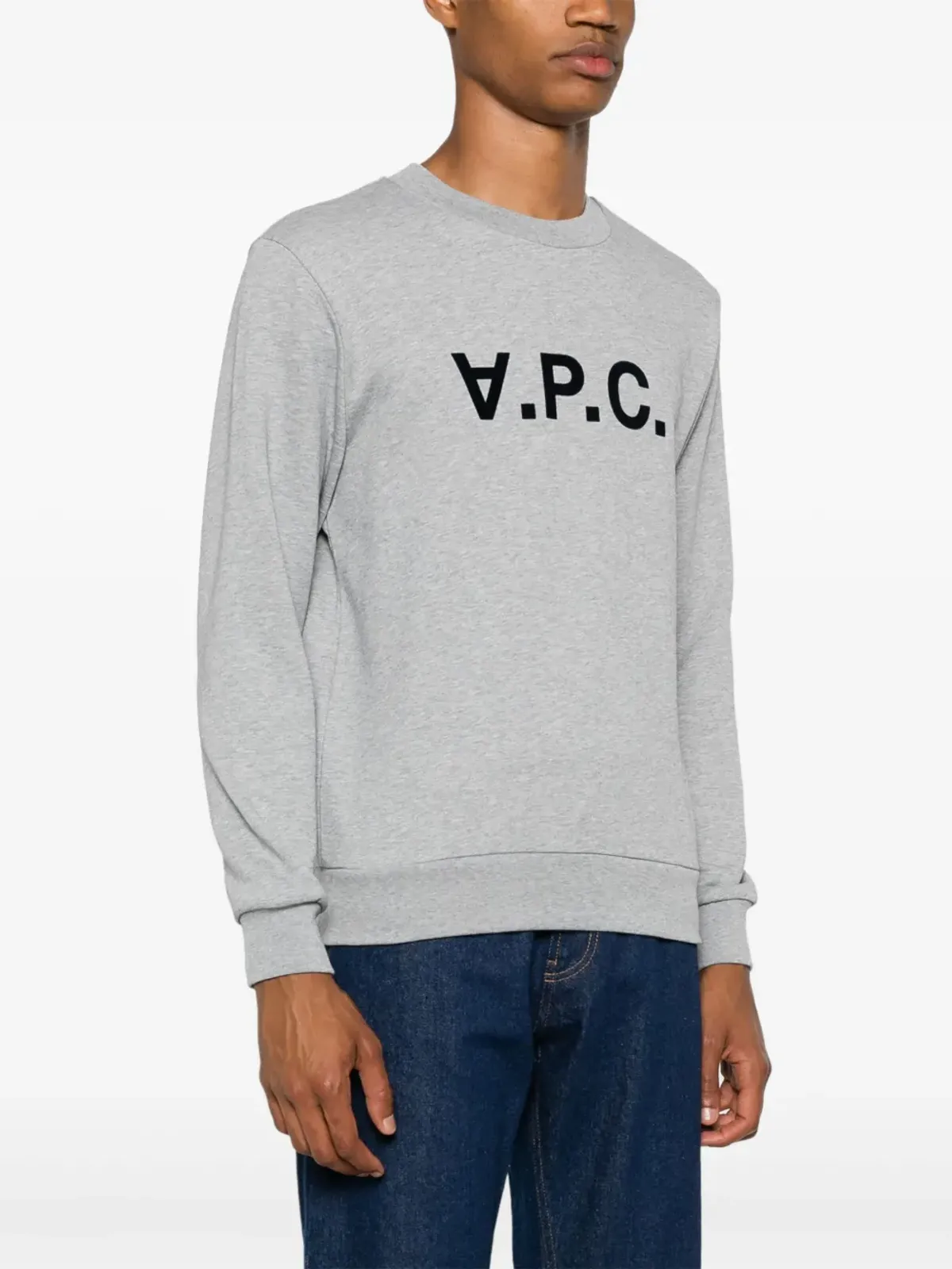 A.P.C. フロックドロゴ コットン スウェットシャツ（グレー） - 画像4