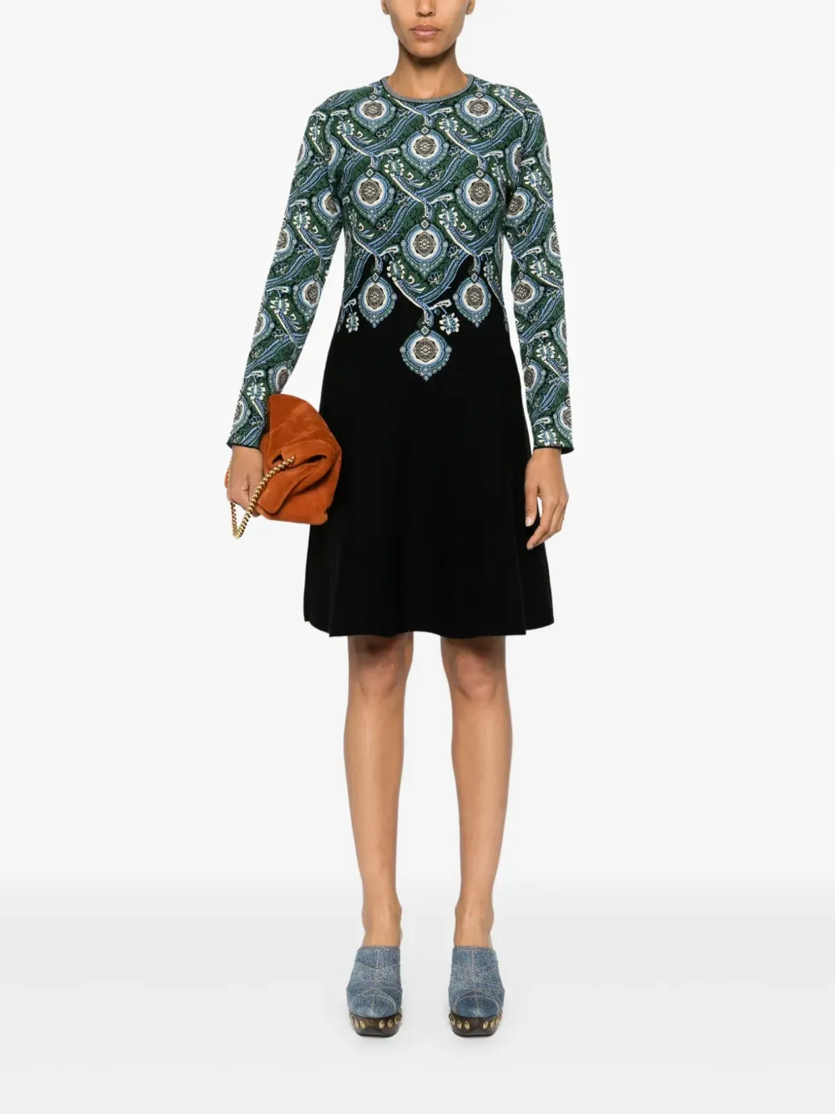 ETRO ジャカード柄ニットドレス - グリーン - 画像2