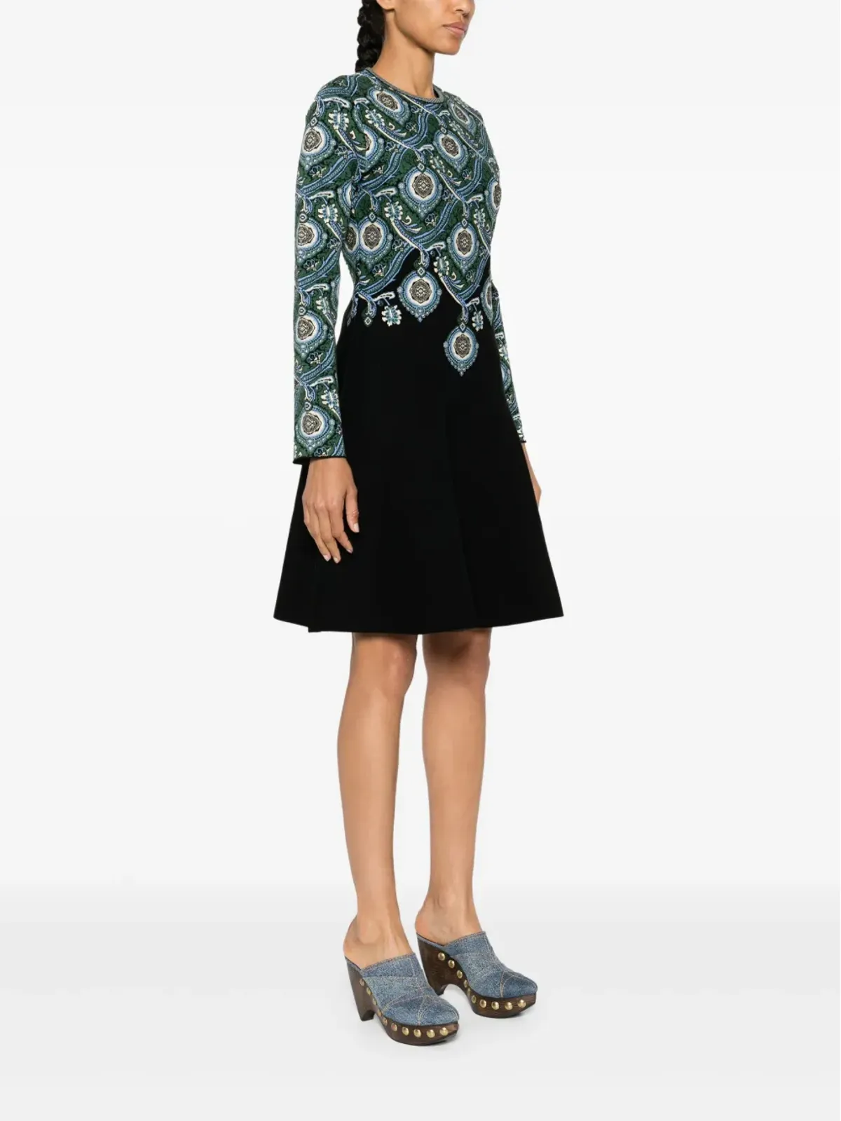 ETRO ジャカード柄ニットドレス - グリーン - 画像3