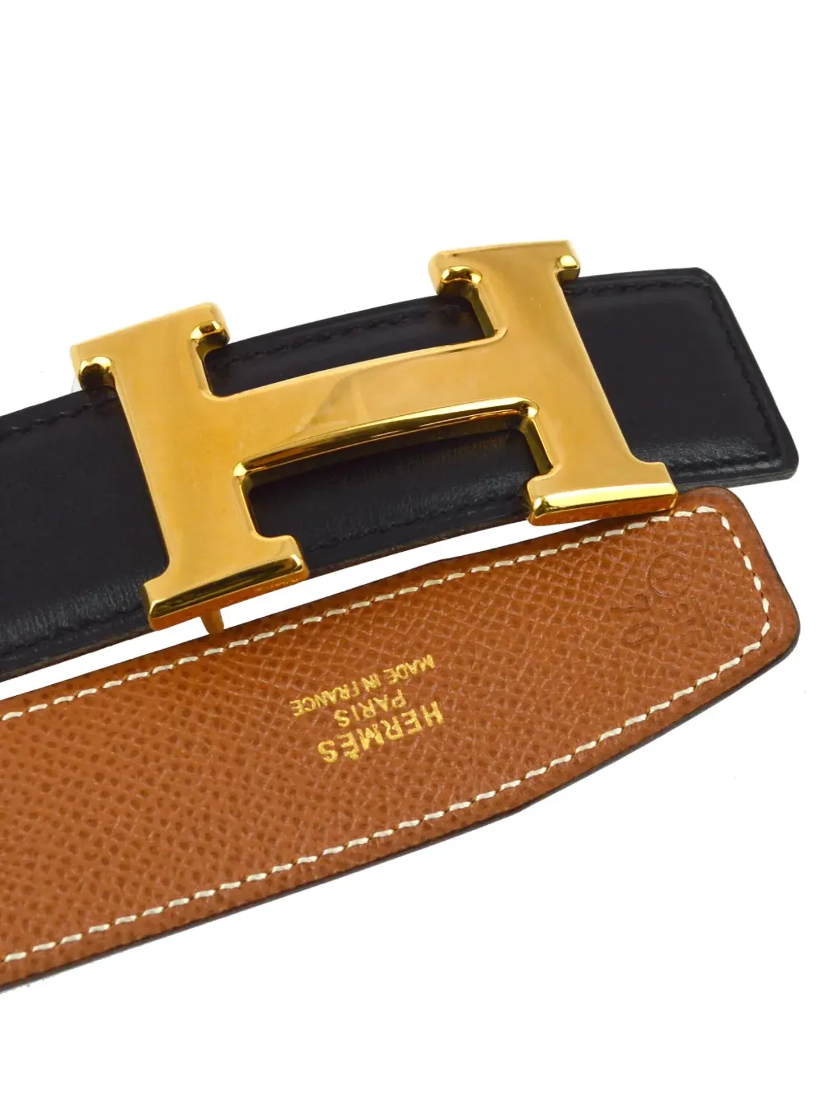 Hermès ビンテージ 1995 Constance リバーシブル ベルト ブラック - 画像2