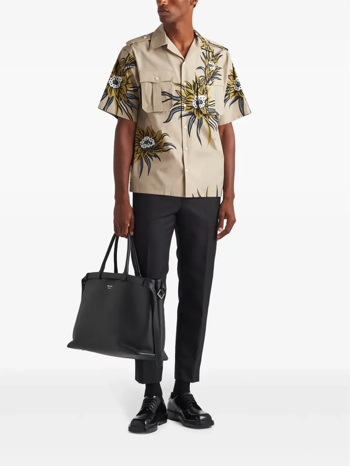 Prada 半袖 フローラルプリント コットンシャツ - 画像2