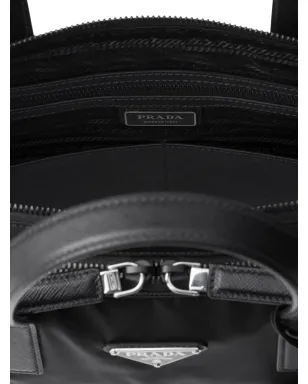 Prada ロゴプレート ブリーフケース ブラック - サムネイル5
