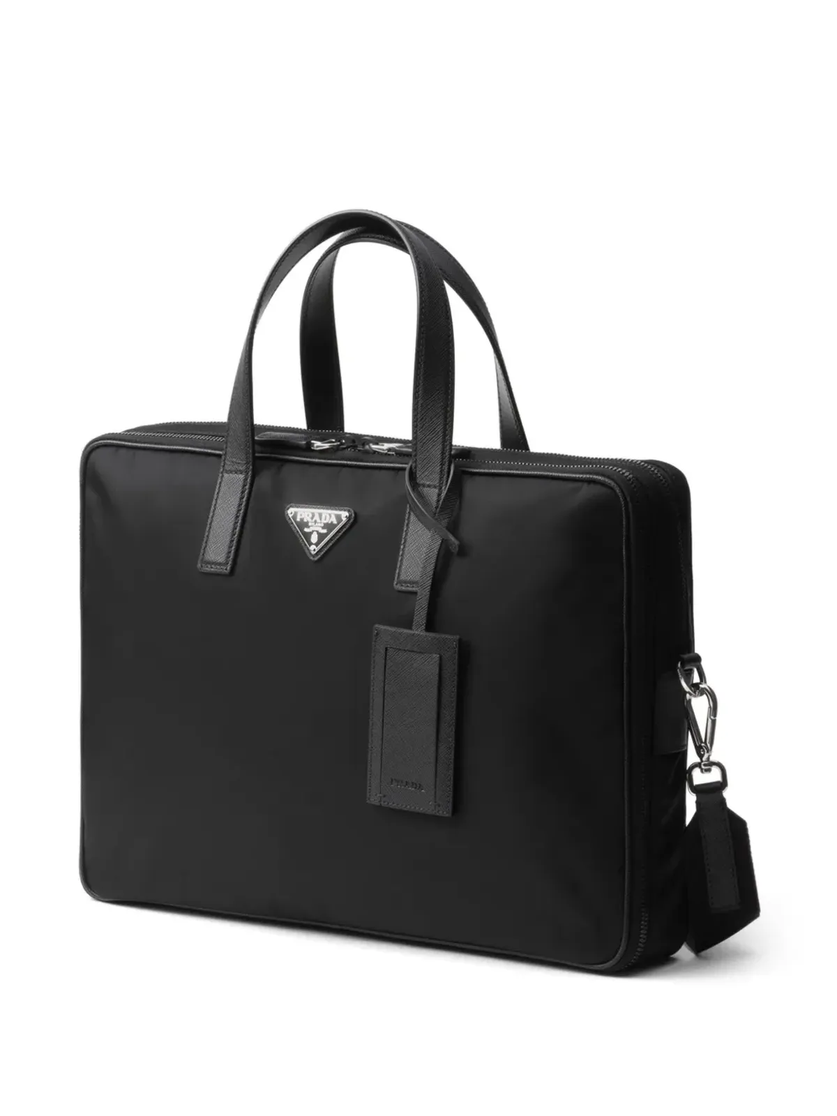 Prada ロゴプレート ブリーフケース ブラック - 画像3