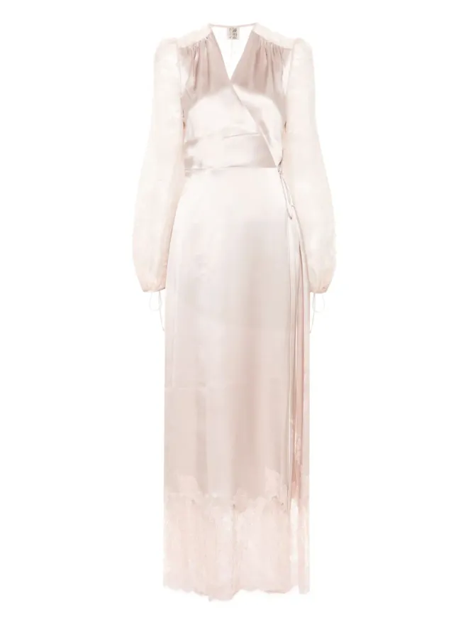 Carine Gilson Carine Gilson レースパネル・シルク・ラップドレス - ピンクの商品画像