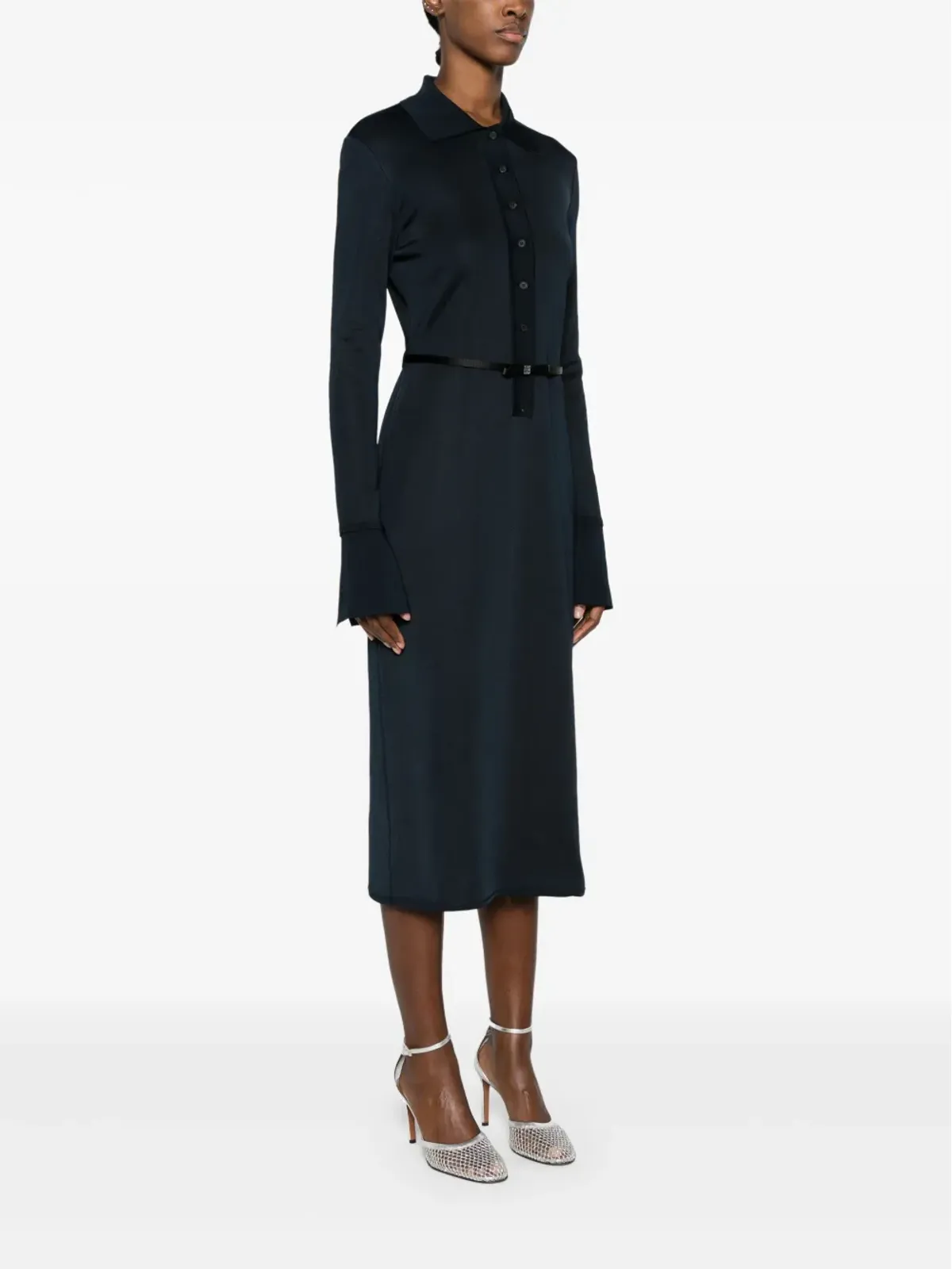 Givenchy ベルテッド ポロカラー ミディドレス - ブルー - 画像3