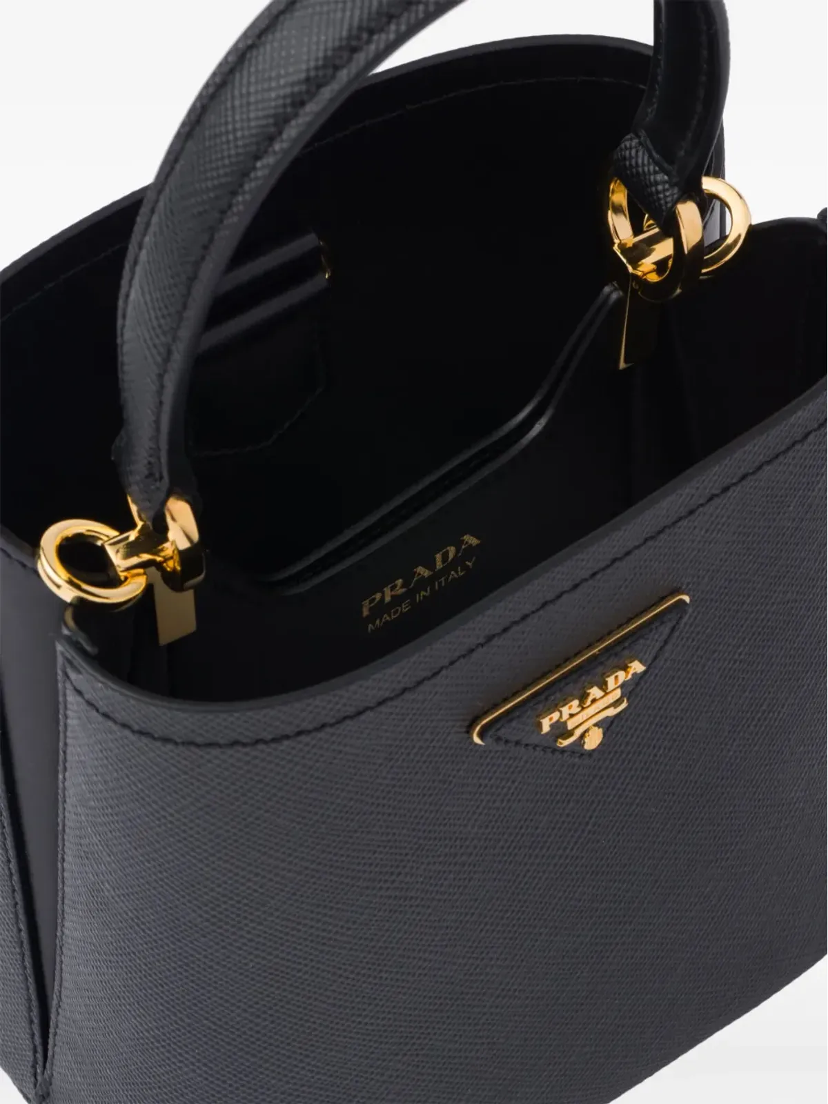 Prada ミニ パニエ サフィアーノレザー トートバッグ - ブラック - 画像5