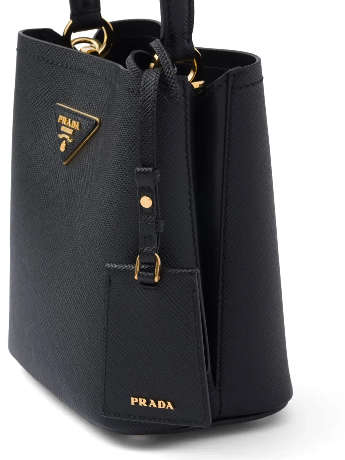 Prada ミニ パニエ サフィアーノレザー トートバッグ - ブラック - 画像4
