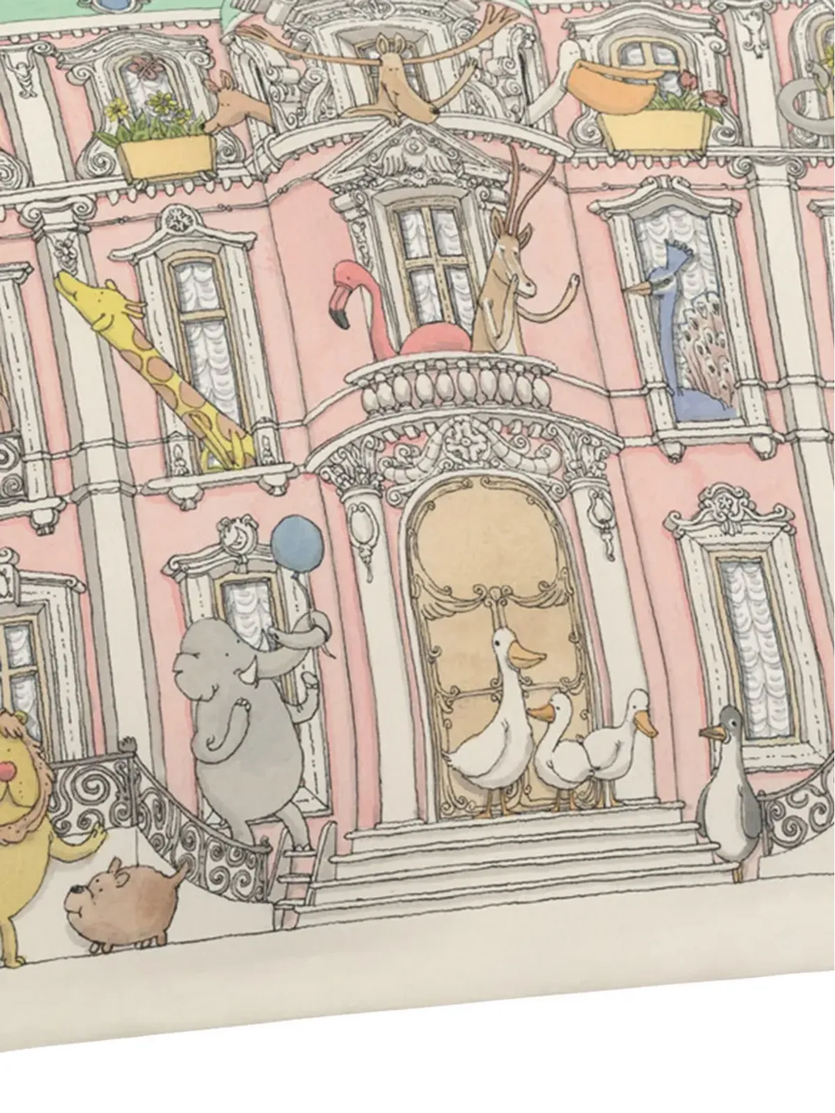 Atelier Choux 動物の館と風船プリント ピロー - 画像3
