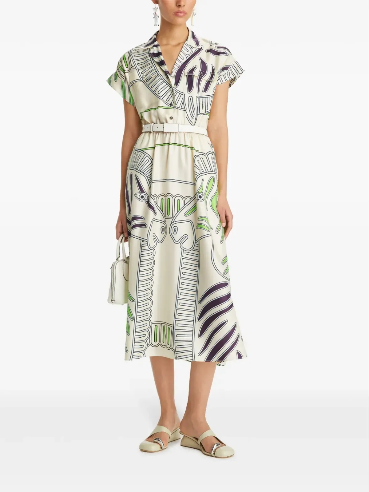 Tory Burch プリント入りシルクツイル シャツドレス - ニュートラルカラー - 画像2