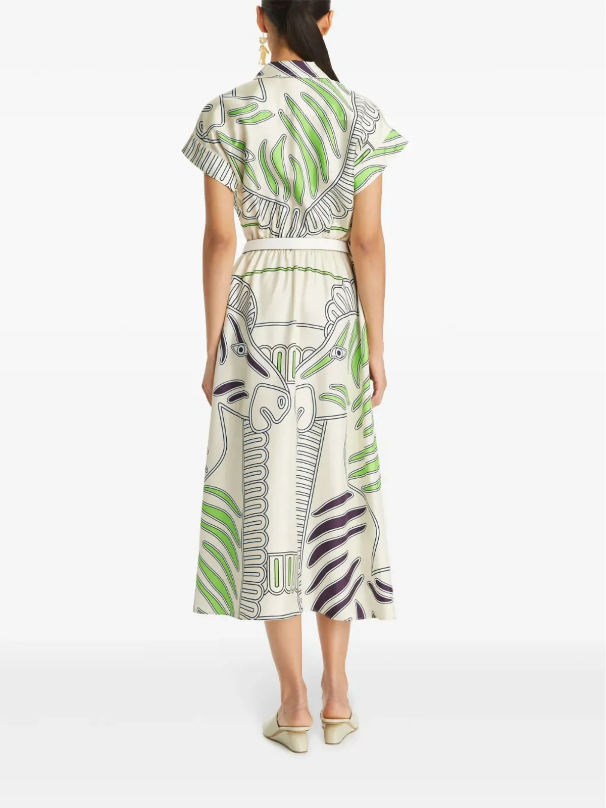 Tory Burch プリント入りシルクツイル シャツドレス - ニュートラルカラー - 画像3