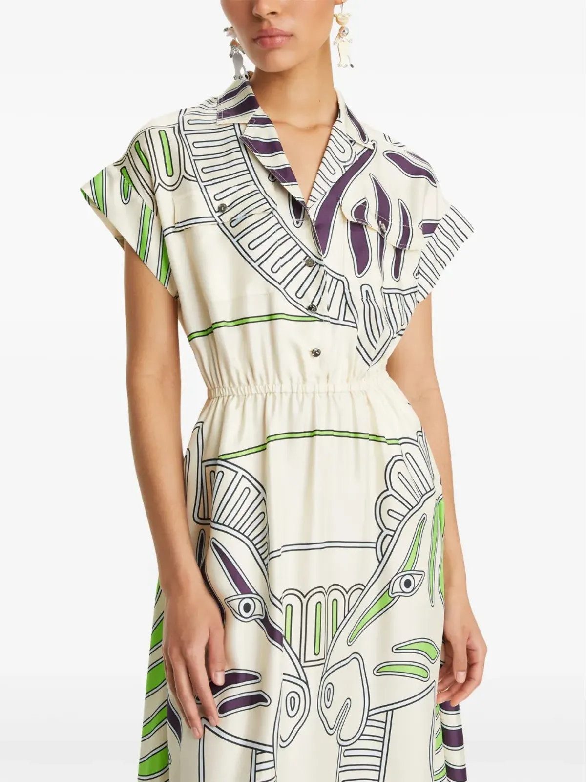 Tory Burch プリント入りシルクツイル シャツドレス - ニュートラルカラー - 画像4