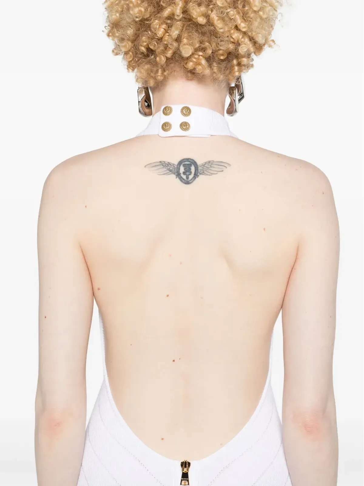 Balmain Vネックホルターネックミディドレス - ホワイト - 画像5