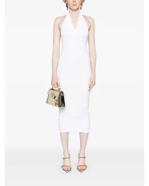 Balmain Vネックホルターネックミディドレス - ホワイト - サムネイル2