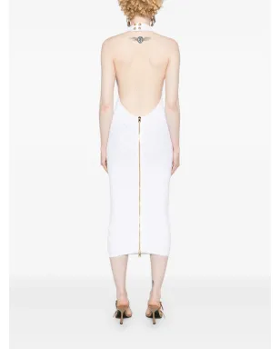 Balmain Vネックホルターネックミディドレス - ホワイト - サムネイル4