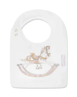 Atelier Choux おもちゃの馬プリント入り オーガニックコットン ビブとブランケットセット - White - サムネイル3