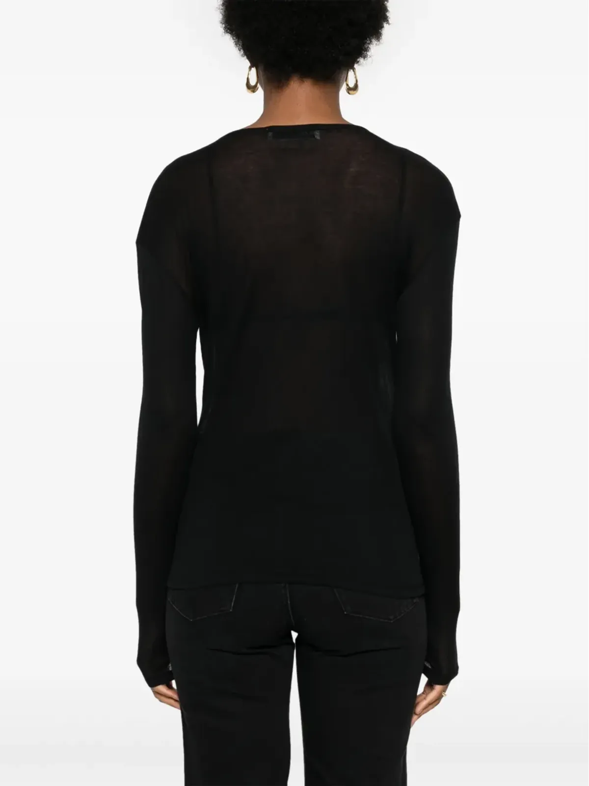 MODES GARMENTS ロングスリーブ コットン Tシャツ - ブラック - 画像4
