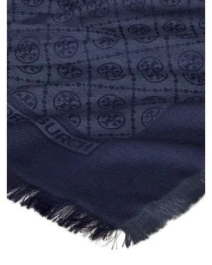 Tory Burch Tモノグラムジャカード スカーフ - ブルー - サムネイル3