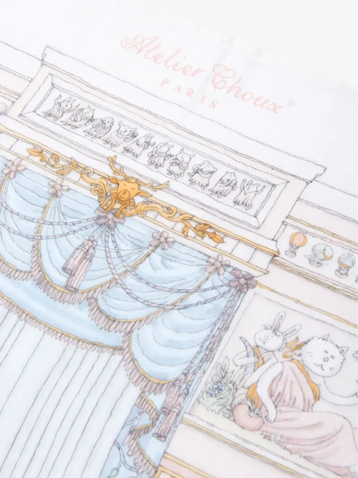 Atelier Choux フレンチベッドルームプリント コットンブランケット - 画像3