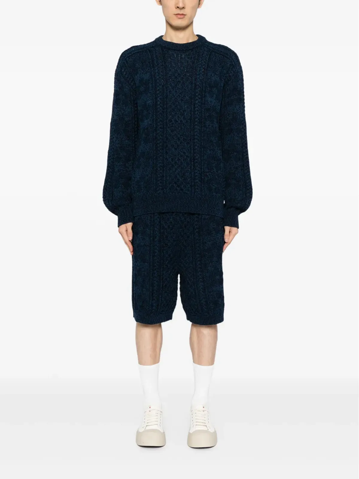 Marni ケーブルニット コットン ジャンパー ブルー - 画像2